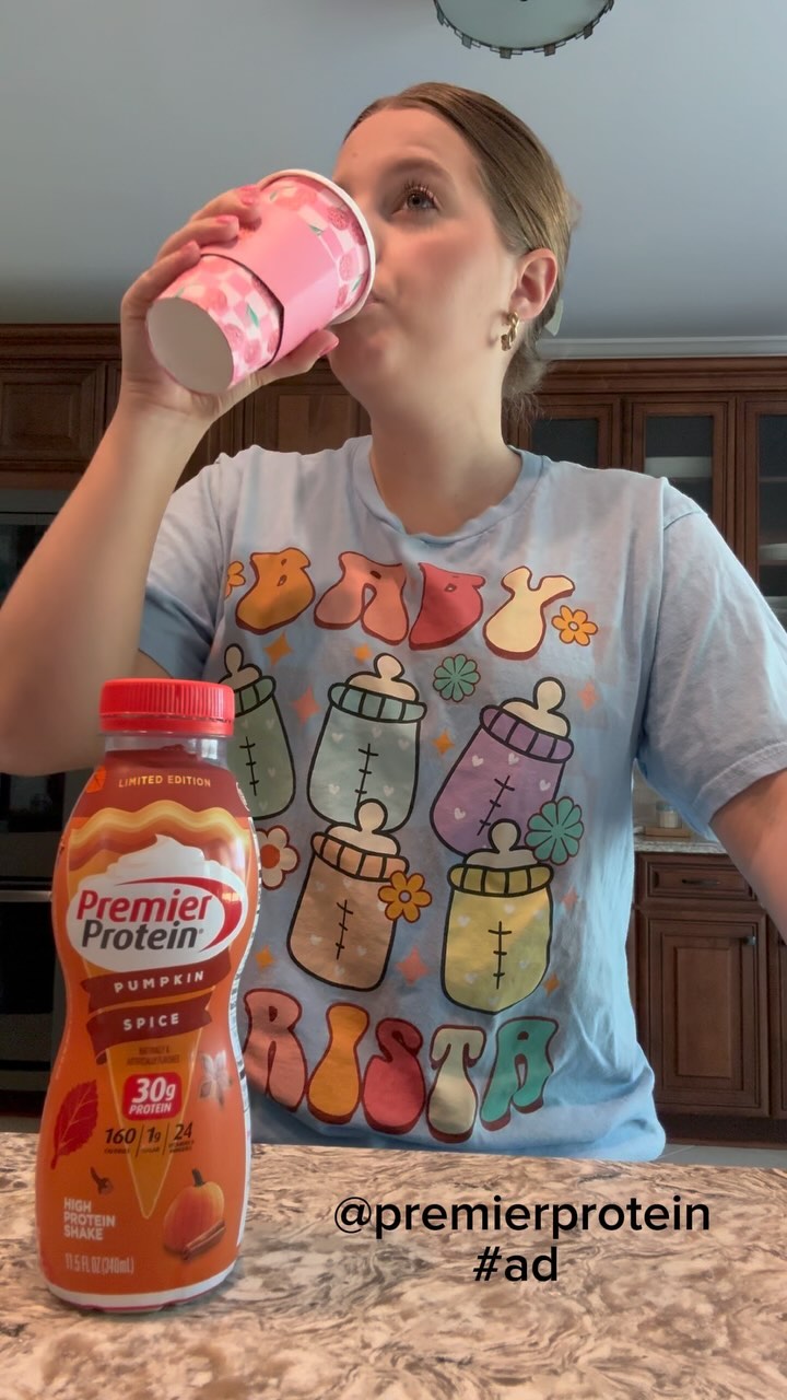Instagram post by @healthykatie_rn for Premier Protein. Caption reads: #ad @premierprotein 

Get ready with me for my 12....