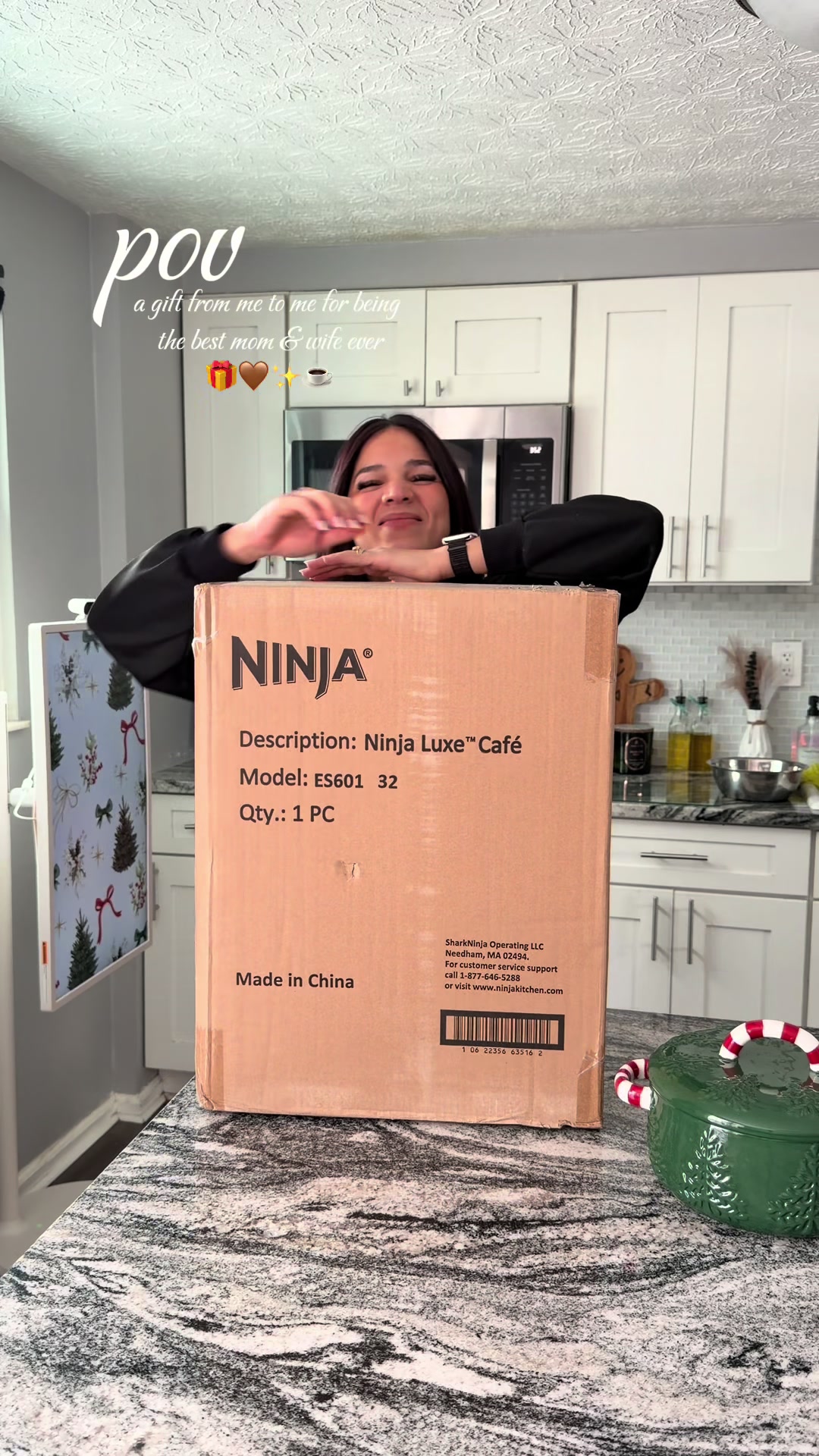 TikTok post by @aismar11_ for Ninja Kitchen. Caption reads: I’ve been wanting this Ninja Luxe coffee machine....