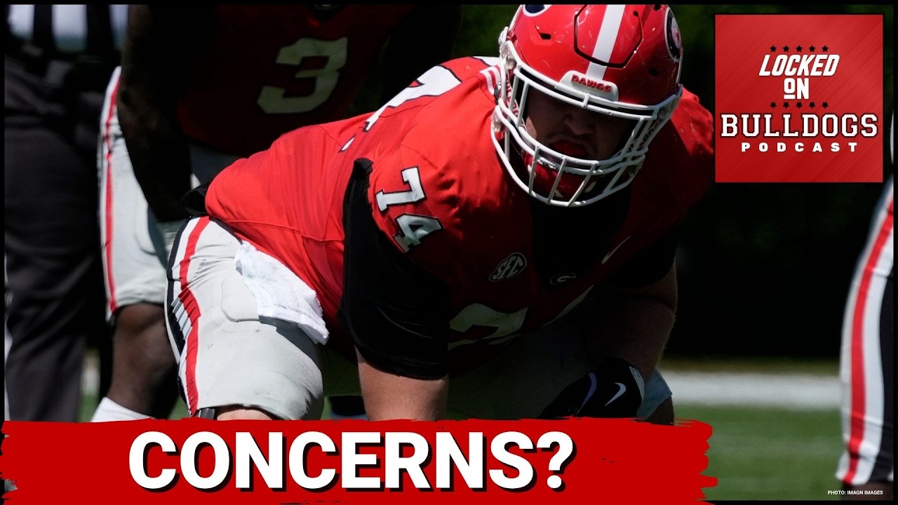 YouTube post by @LockedOnBulldogs for FanDuel. Caption reads: TRENCH PROBLEM? Georgia Football fans are worried....