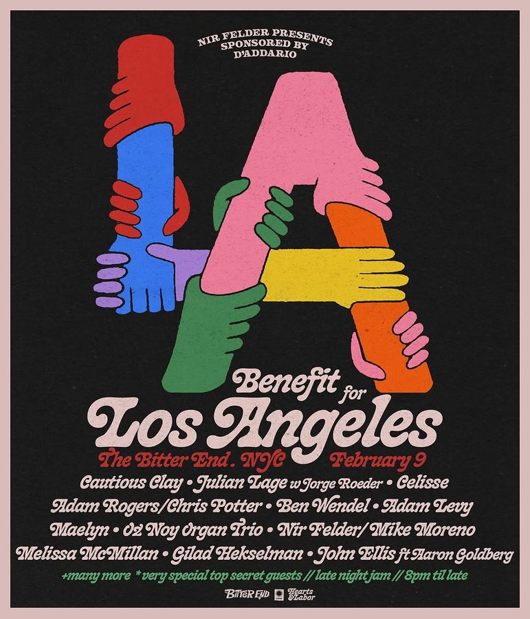 Instagram post by @nirfelder for EVANS Drumheads. Caption reads: @nirfelder Presents: A benefit for LA, sponsored....