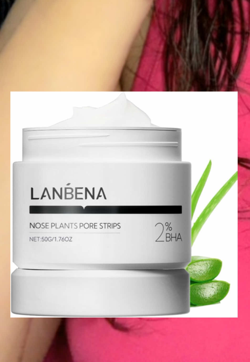 TikTok post by @raquelaraizaa for Lanbena. Caption reads: [...] my nose feeling SMOOTH. 🫧✨ #nosestrips....