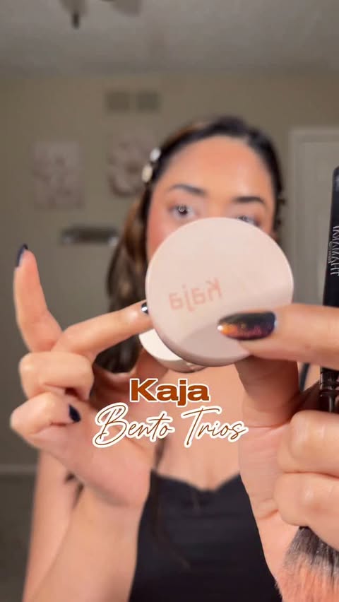 Instagram post by @poojaa_makeup for Kaja. Caption reads: Two new shades of the @kajabeauty Beauty Bento....