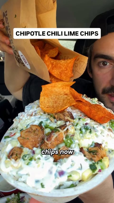 Instagram post by @foodbeast for Chipotle. Caption reads: Chipotle has Chili Lime Chips now! 🌶️🍋‍🟩 [...].