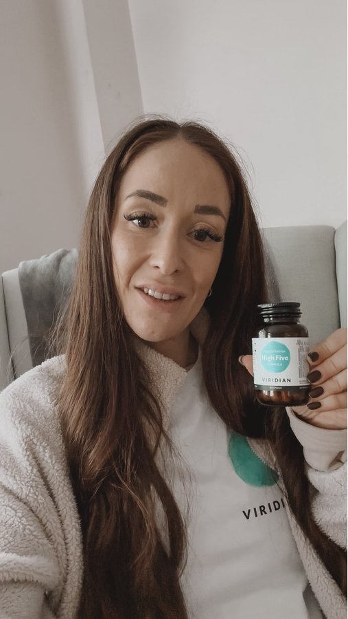 Instagram post by @lucy_andb_adventures for Viridian Nutrition. Caption reads: #AD @viridiannutrition Being on the go as a mum I....