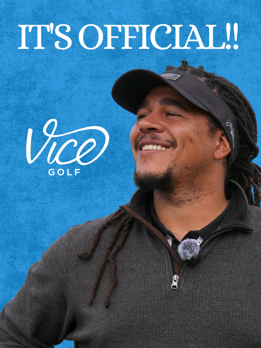 TikTok post by @rastacangolf for VICE GOLF. Caption reads: @Vice Golf makes some incredible golf clubs!!....
