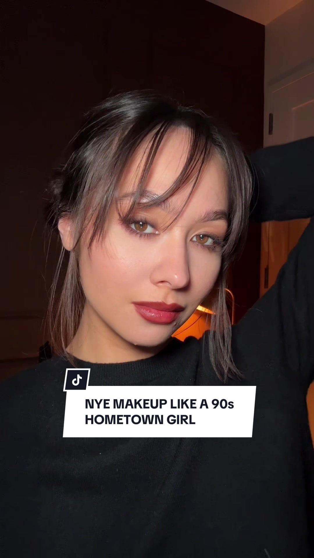 TikTok post by @zoekimkenealy for Kylie Cosmetics. Caption reads: NYE party makeup inspired by the 90s it girl going....