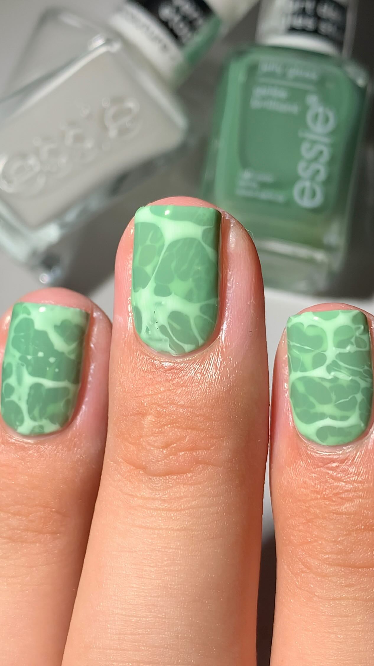 Instagram post by @abe.nailbabe for Essie. Caption reads: Have you tried Jelly Polish for nail art? 💚💎for....
