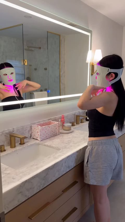Instagram post by @nanoleafwellness for Nanoleaf. Caption reads: Elevating my routine with the Nanoleaf LED face....
