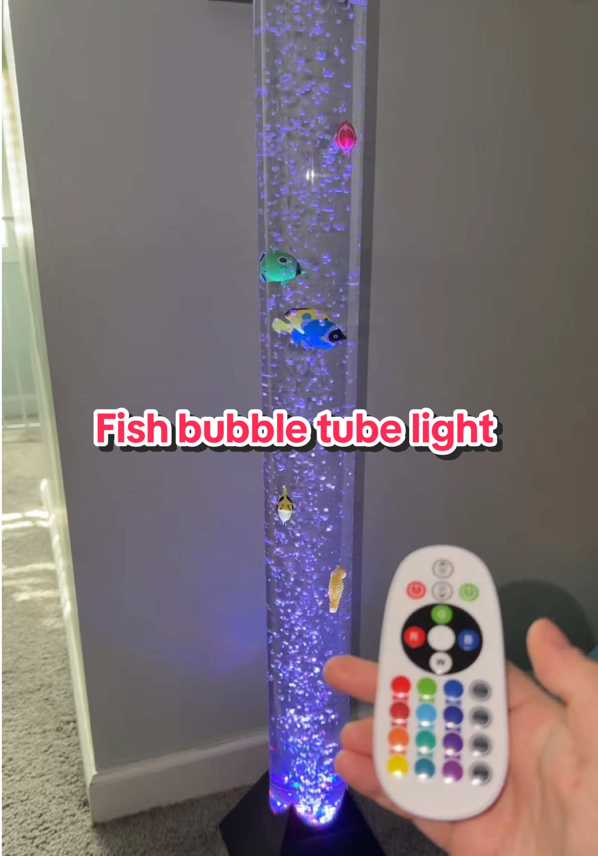 TikTok post by @manabanana23 for Special Supplies. Caption reads: @Special Supplies #fishlight #bubbletube #sensory....