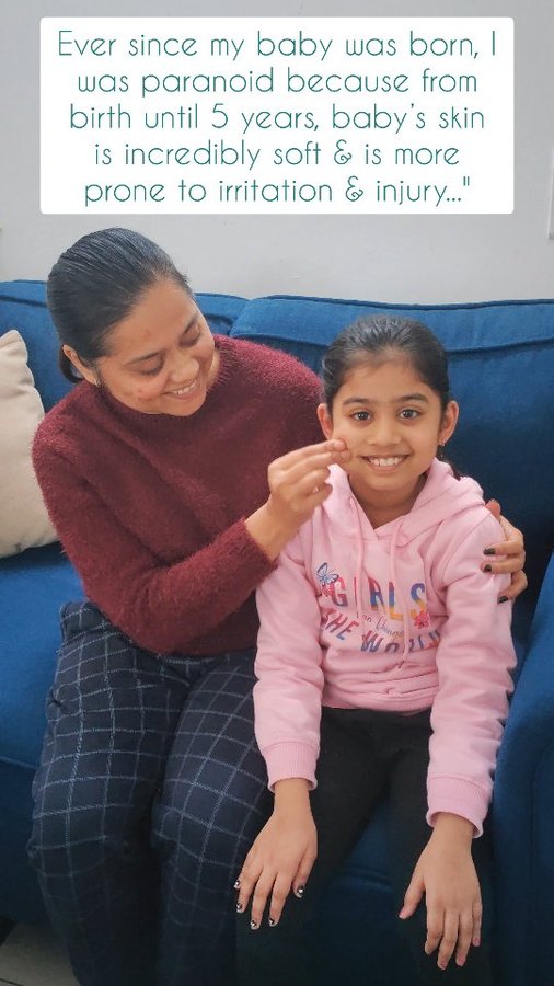 Instagram post by @momandalira_ for Organic Harvest. Caption reads: Found the perfect match for my baby’s delicate....