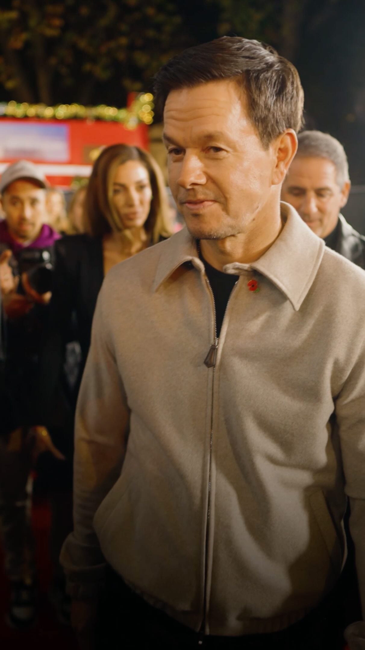 Instagram post by @markwahlberg for Apple TV. Caption reads: Christmas came early. The Morgans lit up London at....