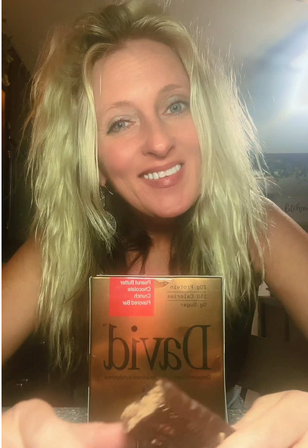 TikTok post by @klwells8 for David Protein. Caption reads: Nothing like a healthy snack!@David Protein.