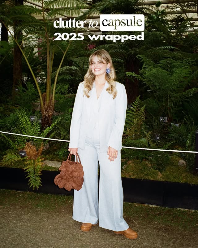 Instagram post by @alisonhopemurray for UNIQLO. Caption reads: 2025: a year for skirts and suits, sometimes even....