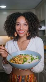 Instagram post by @onegreatvegan for Follow Your Heart. Caption reads: 🧡 Comment “CURRY” and I’ll send you the full....