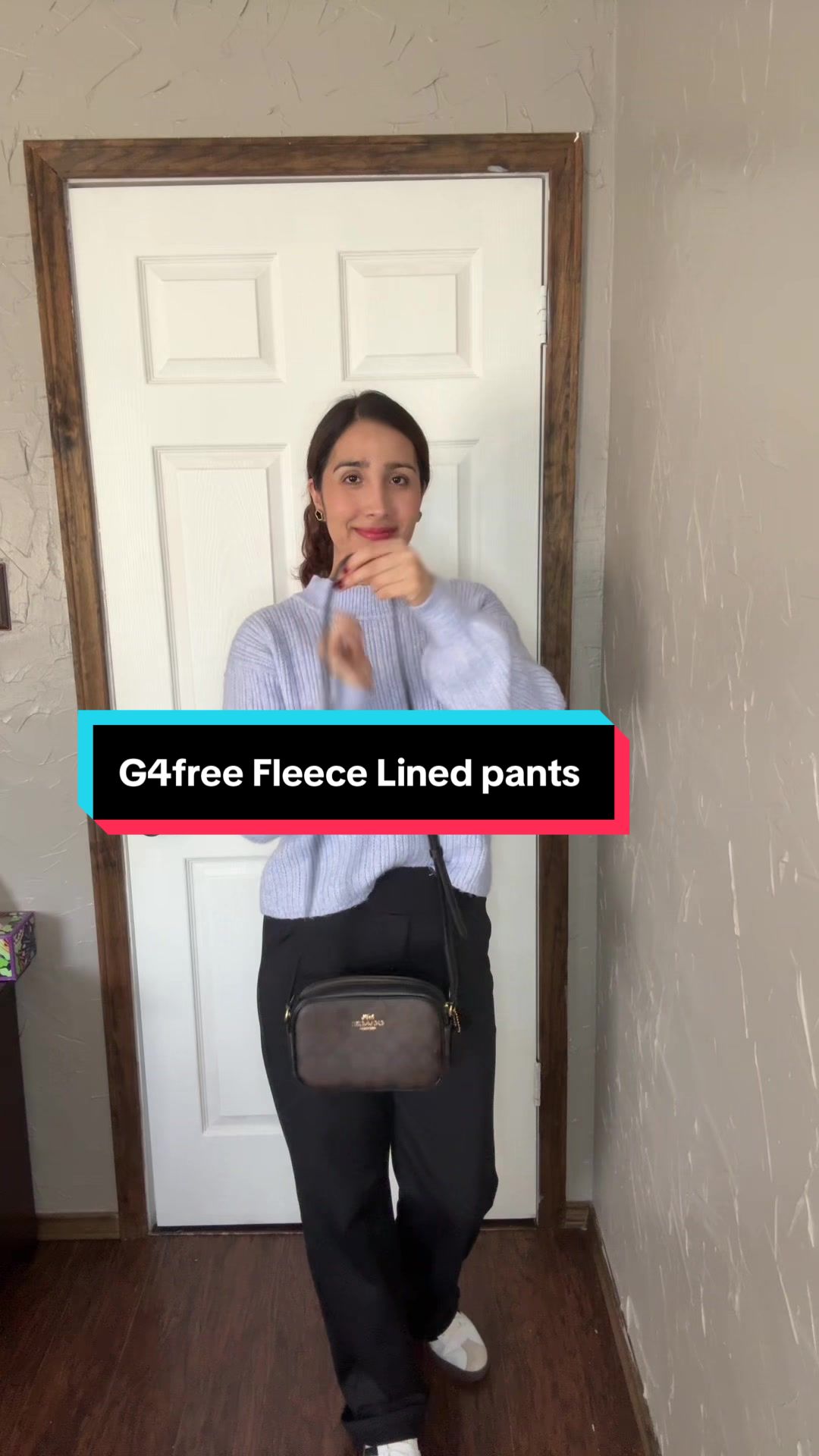 TikTok post by @mineereyna for G4Free. Caption reads: G4Free Fleece Lined Pants Wome @G4Free [...].