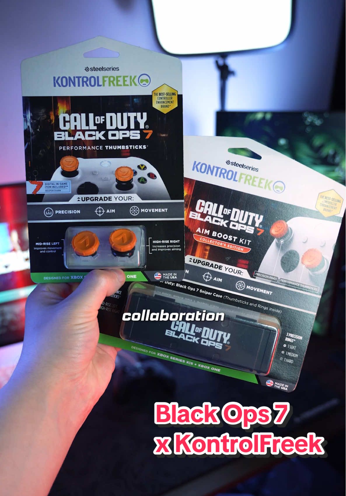 TikTok post by @wavystv for KontrolFreek. Caption reads: The official @KontrolFreek x Call of Duty: Black....