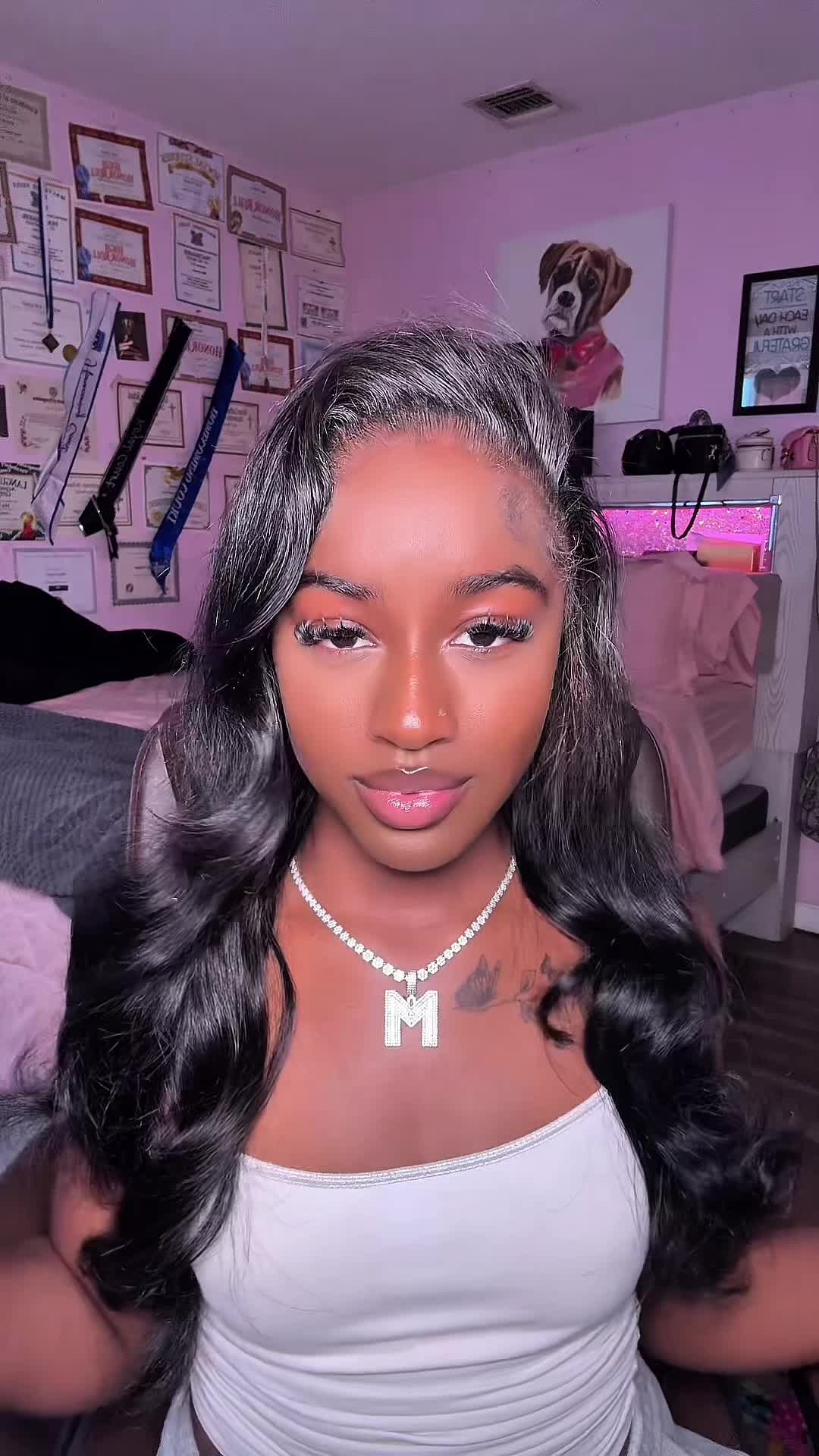 TikTok post by an influencer for Wavytalk Wigs. Caption reads: [...] get this U-Part Wig from @Wavytalk Wigs 🎀!....
