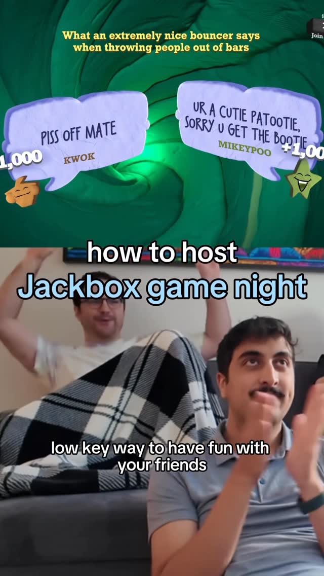 Instagram post by @navelgazinghq for Jackbox Games. Caption reads: [...] COZY game nights…. good thing....