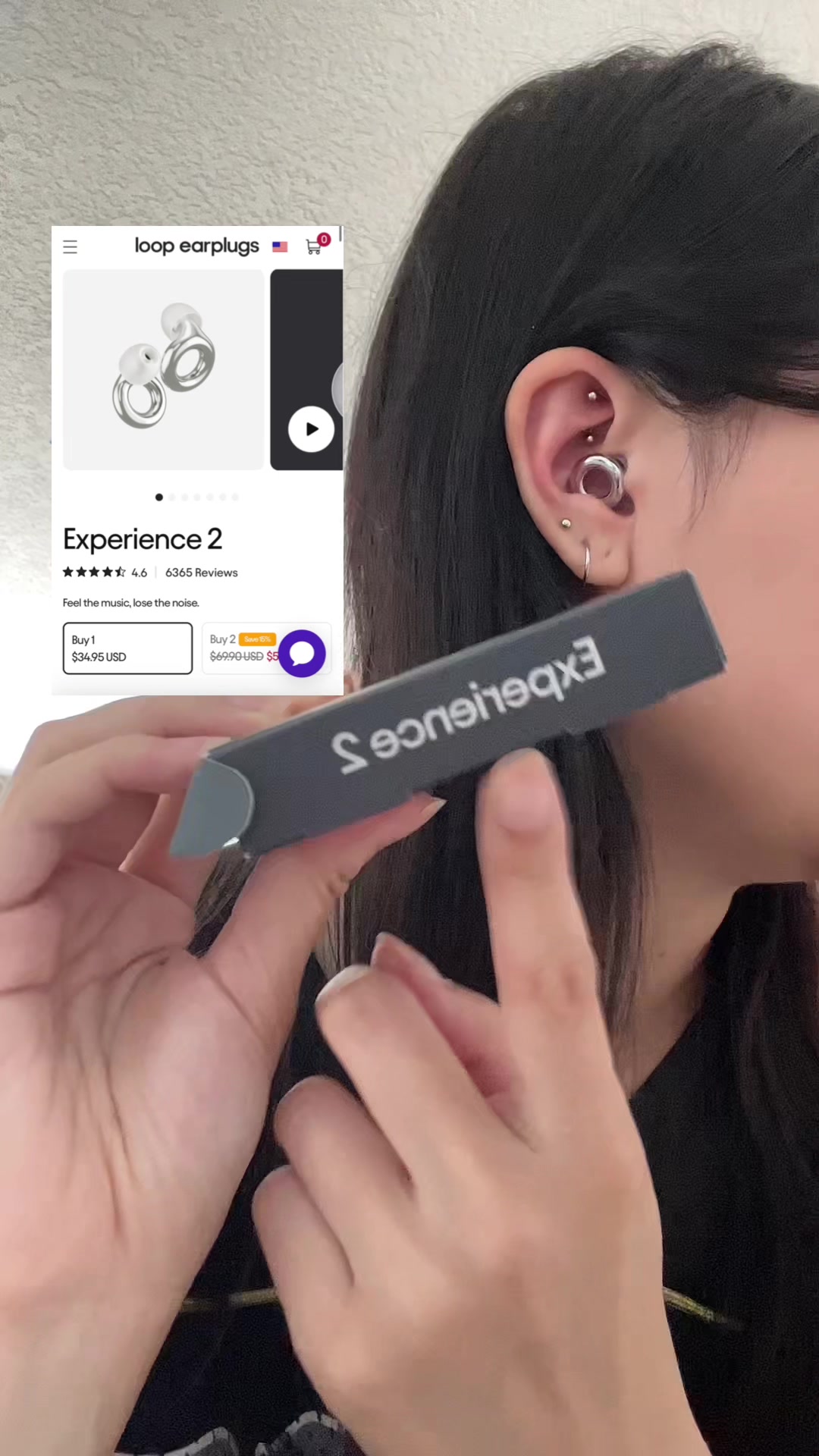 TikTok post by @strawberr.vy for Loop Earplugs. Caption reads: [...] I get to see ATEEZ next week! 🤩....