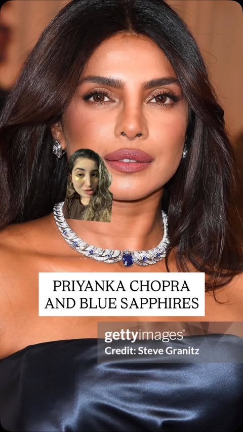 Instagram post by @juliachafe for Bulgari. Caption reads: #PriyankaChopra and blue sapphires in Indian....