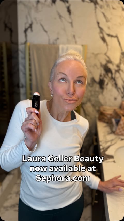 Instagram post by @therealmargaretjosephs for – Laura Geller. Caption reads: I love a rosy cheek for the holidays 🥰....