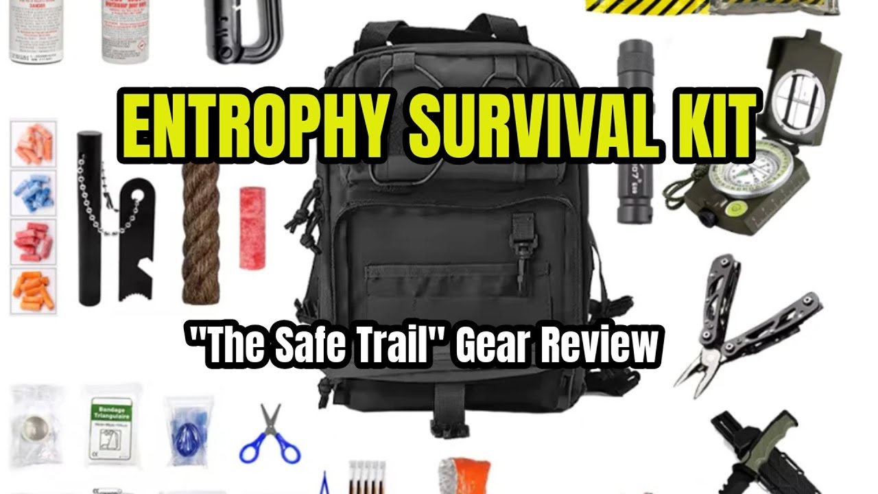 YouTube post by @TheLocalPrepperProject for Refuge Medical. Caption reads: Is Entropy's "The Safe Trail" Survival Kit WORTH....