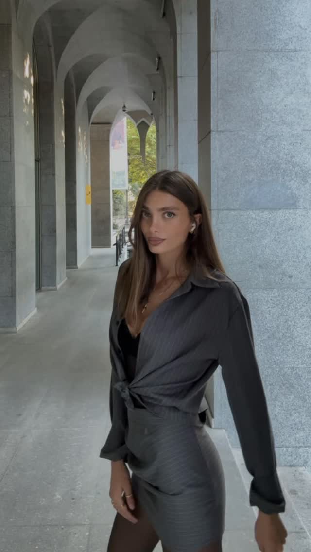 Instagram post by @mariam___pavliashvili for Micas. Caption reads: @micas.official 🩶🩶stunning set from....