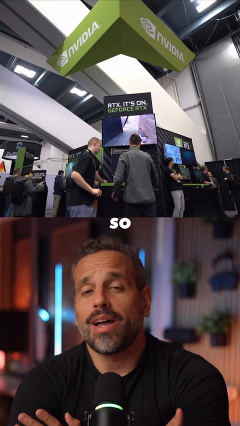 Instagram post by @techy_cave for NVIDIA GeForce. Caption reads: [...] hit different. #GeForcePartner #Ad....