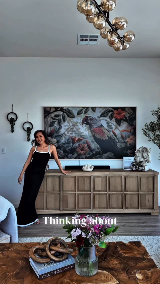 Instagram post by @sincerelyreneze for RC Willey. Caption reads: You guys have been asking about our living room....