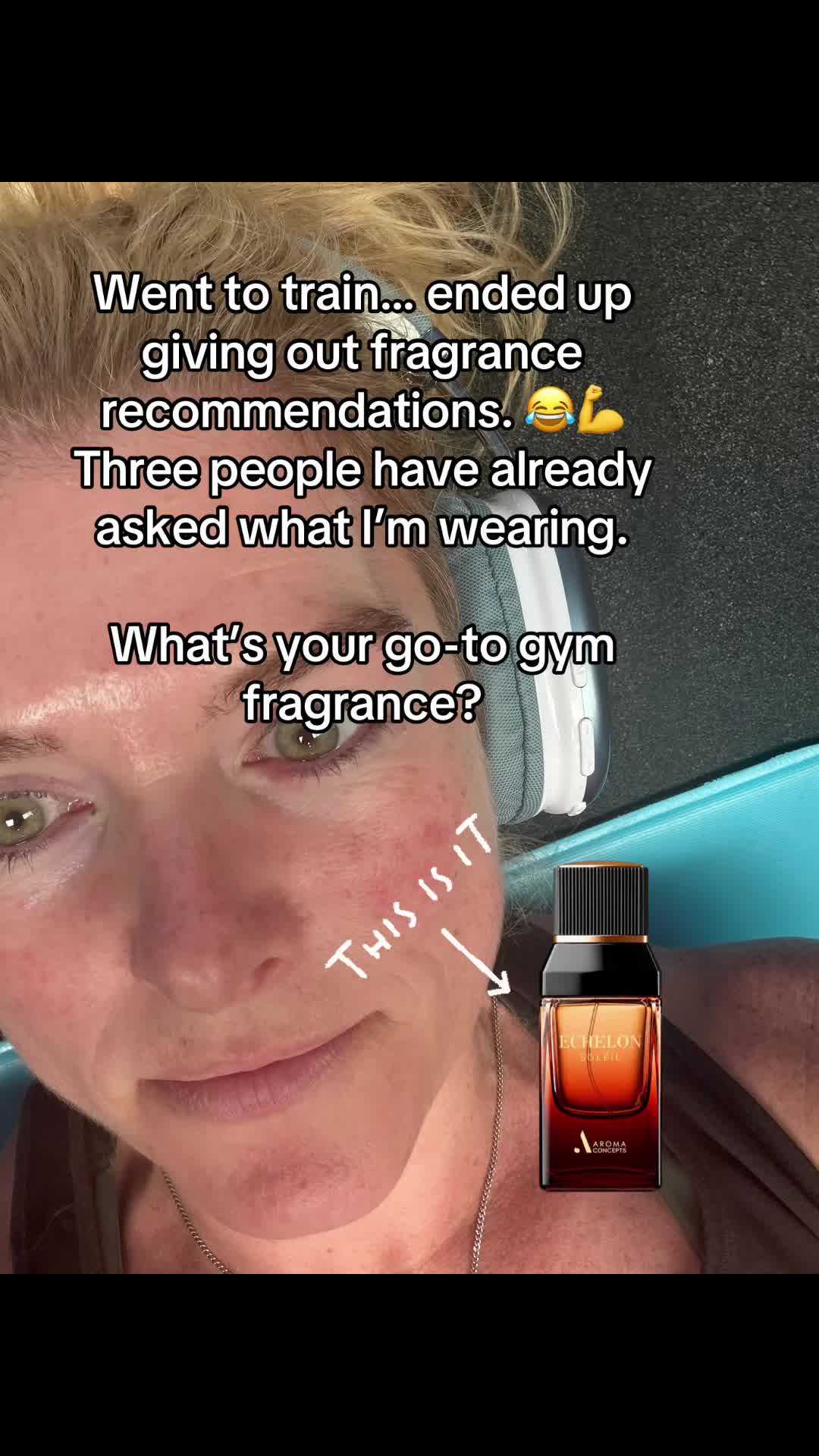 TikTok post by @lisafragrances for Aroma Concepts. Caption reads: [...] What is your go to gym scent? @Aroma....