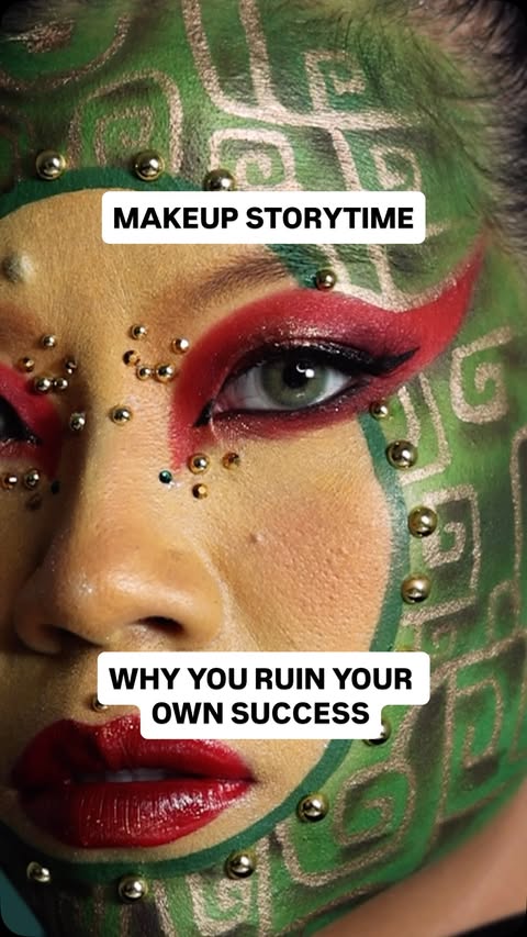 Instagram post by @cindychendesigns for Mehron Makeup. Caption reads: [...] the last airbender) PRODUCTS: @mehronmakeup....