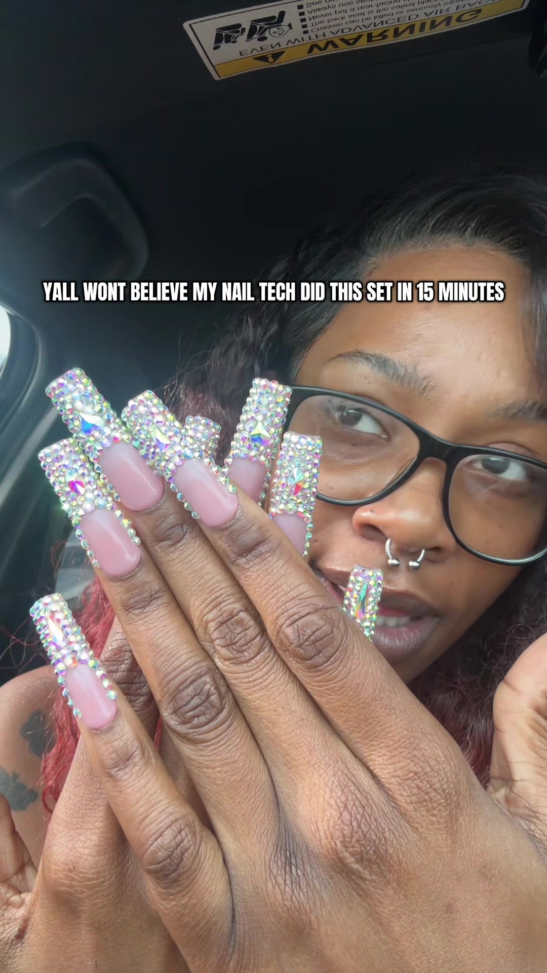 TikTok post by @itsgivingjustice for LOVFUL. Caption reads: It’s me. I’m the nail tech. @lovful store 10/10 ....
