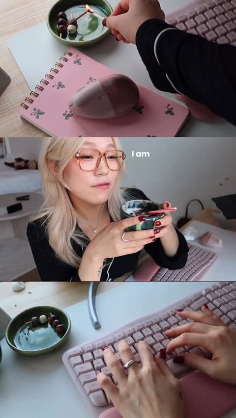 Instagram post by @vivian.youjin for Logitech. Caption reads: [...] at least I have a cozy wfh setup 😌....