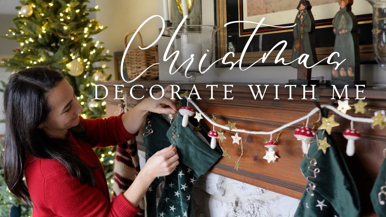 YouTube post by @OldWorldHome for thredUP. Caption reads: English Cottage Inspired Christmas Decorate + Bake....