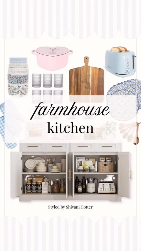 Instagram post by @shivani_cotter for Lauren Croker • Online Stylist. Caption reads: Farmhouse Kitchen Refresh From Smeg-style....