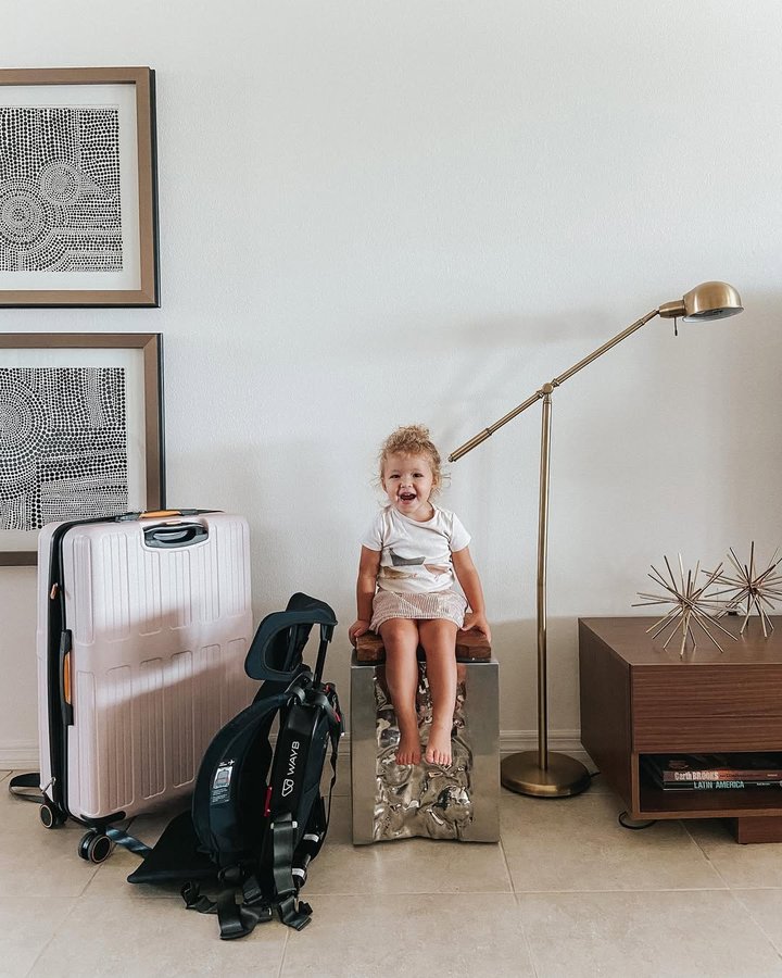 Instagram post by @a.anim.a for WAYB. Caption reads: Thank you @hellowayb for our new travel car seat ♥....