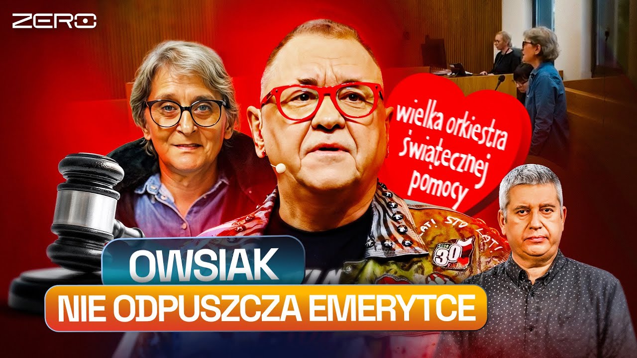 YouTube post by @KanalZeroPL for STS. Caption reads: Owsiak's lawsuit against a pensioner. There will....