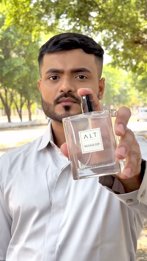 Instagram post by @adityagaur037 for ALT. Fragrances. Caption reads: [...] the affordable luxury perfume brand.....