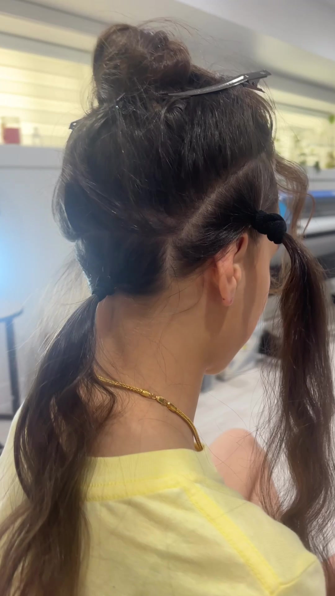 TikTok post by @ges_beautified for Moresoo Hair. Caption reads: @MORESOO HAIR #hairtok #extensionspecialist [...].