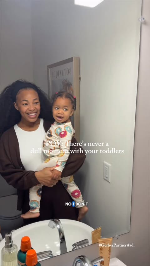 Instagram post by @iamkamiam_ for Gerber. Caption reads: [...] Ari’s hair. Distraction method: @gerber....