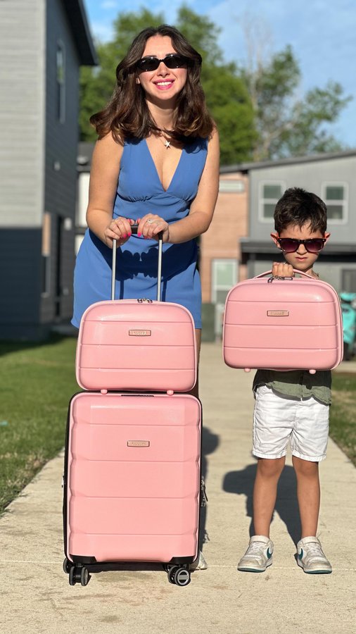 Instagram post by @sarainamerica for LuggeX. Caption reads: [...] luggage, matching vibes! 🧳
Our new....