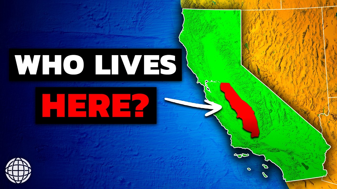 YouTube post by @GeographyByGeoff for Freepik Contributor. Caption reads: Why 4 Million People Are Hiding In California.