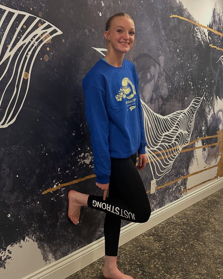 Instagram post by @ava._volleyball7 for Just Strong. Caption reads: [...] AND USE MY DISCOUNT CODE FOR YOUR JUST....