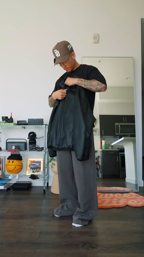 Instagram post by @mousetrvp for mnml. Caption reads: OOTD but nowhere to go : Pt. 1
Sweats from....