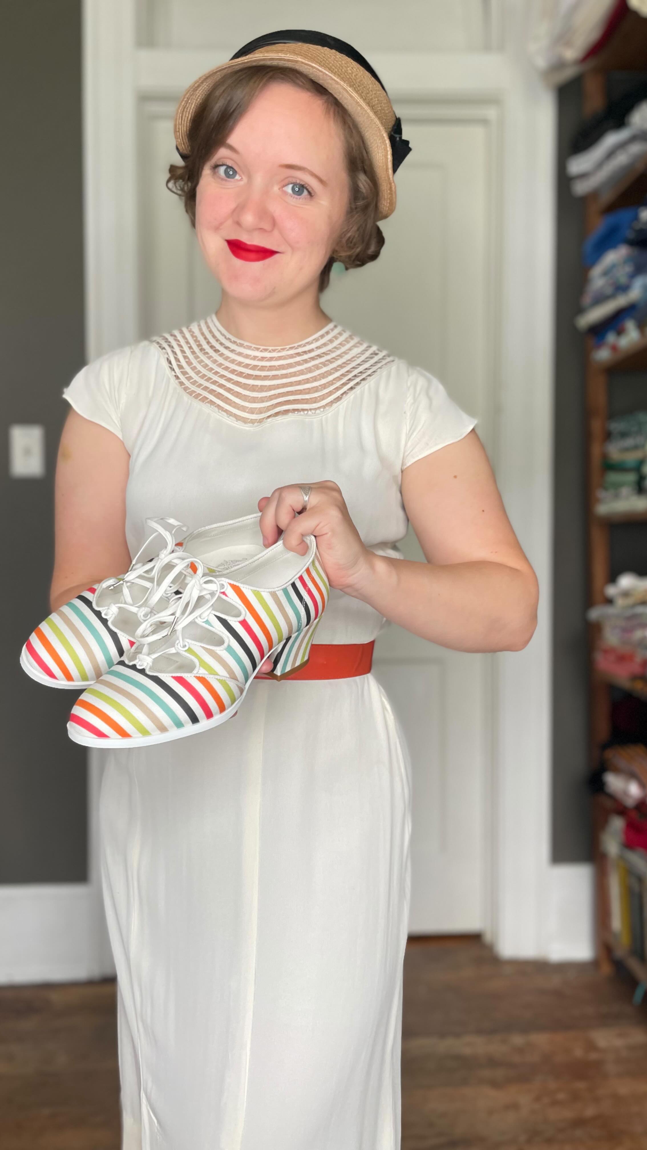 Instagram post by @flashbacksummer for American Duchess. Caption reads: Comfy Summer shoes… ✅!
#AD

@americanduchess....