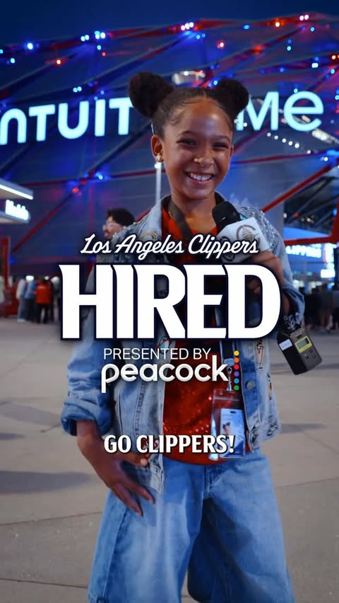 Instagram post by @kidclippers for Peacock. Caption reads: [...] Los Angeles Clippers Hired presented by....