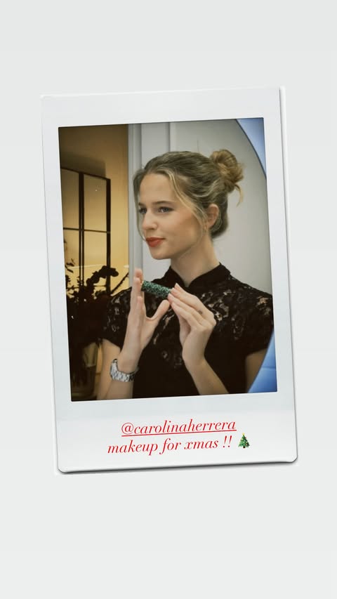 Instagram post by @eulopezfonta for Carolina Herrera. Caption reads: [...] | here’s my holiday makeup with....
