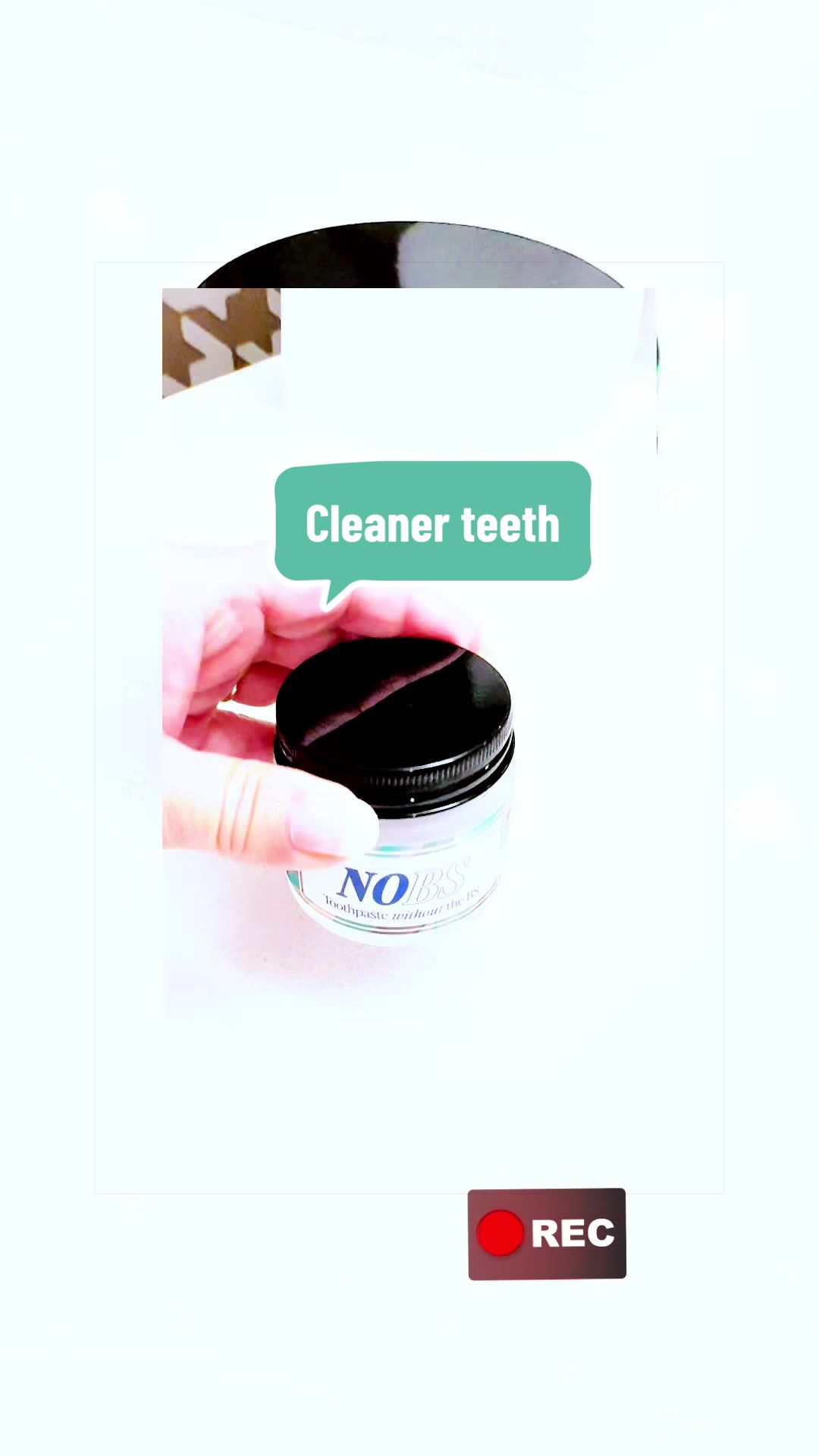 TikTok post by @joyfulinthemoment for No BS Toothpaste. Caption reads: [...] and paste mess #cleanteeth #nobs....