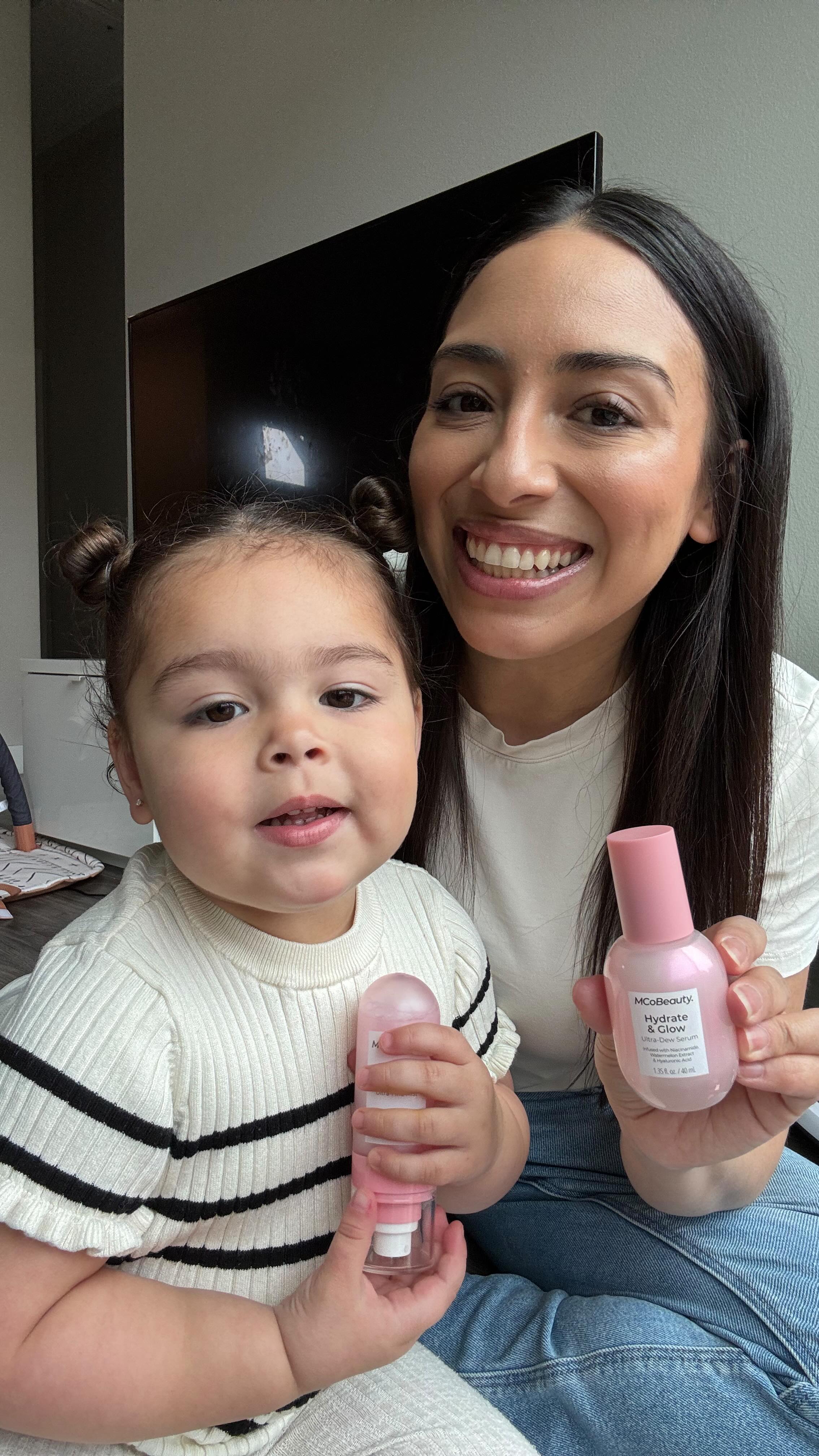 Instagram post by @joeyandcynthia for MCoBeauty. Caption reads: GRWM & Lessi— skincare time! ✨ Love that....
