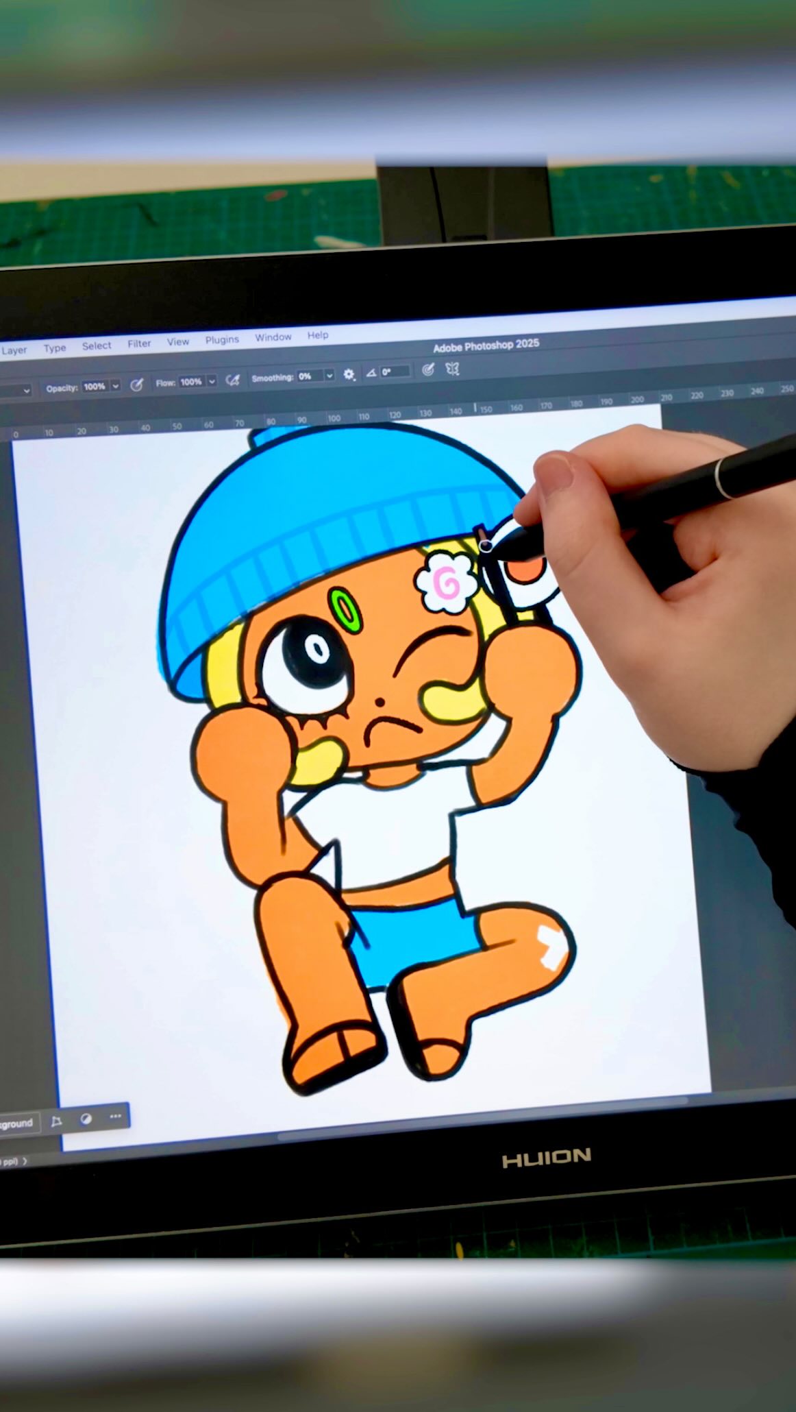 Instagram post by @svv.art for HUION. Caption reads: #ad ) let’s design a Ramen art toy using a....